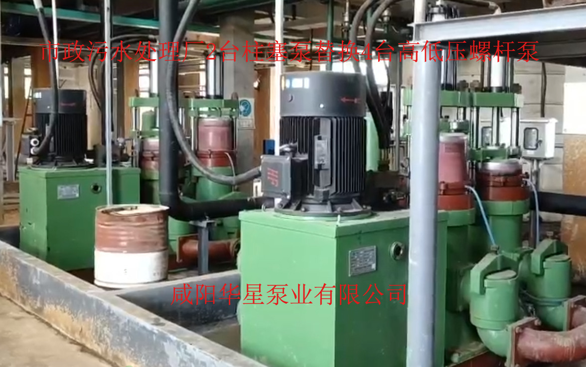市政污水處理廠(chǎng)2臺(tái)柱塞泵替換4臺(tái)高低壓螺桿泵